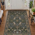 Large Entryway Rugs Indoor - 3x5 Washable Rugs for Kitchen Bedroom Beside Bed Door Mat Indoor Entrance with Moody Woodland Flowers, Non Slip Stain Resistant Low Pile