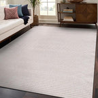 Beverly Rug Easy Jute Off White Rug 4x6 Solid Washable Durable Outdoor Indoor Area Rugs for Living Dining Room Patio Office Stain Resistant Non Shedding Casual Indoor Outside Carpet (4 x 6 Off-White)