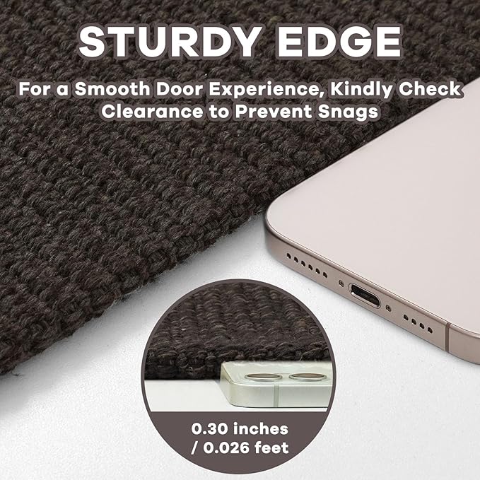 EARTHALL Washable Runner Rug 2x6 Ft Non Slip Runners for Hallways Cotton Rubber Backed Kitchen Runner Braided Indoor Floor Carpet Runners for Entryway, Hallway, Kitchen, Bedroom, Taupe/Coffee