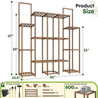 EnHomee 13 Tiers Plant Stand, Indoor Plant Stand with 18-22 Pots, Wood Plants Shelves for Living Room, Patio, Balcony, Yard, Garden, 56''W×11.6''D×47''H