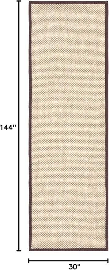 SAFAVIEH Natural Fiber Collection Runner Rug - 2'6" x 12', Maize & Brown, Sisal, Woven Design with Border (NF141C)