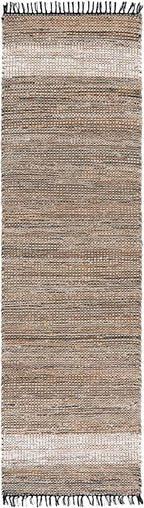 SAFAVIEH Cape Cod Collection Runner Rug - 2'3" x 8', Green & Beige, Handmade Jute & Denim, Ideal for Living Room, Hallway, Foyer, Bedroom (CAP153Y-28)