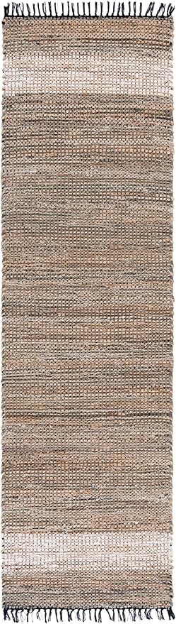SAFAVIEH Cape Cod Collection Runner Rug - 2'3" x 8', Green & Beige, Handmade Jute & Denim, Ideal for Living Room, Hallway, Foyer, Bedroom (CAP153Y-28)