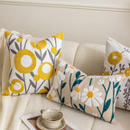 vctops Boho Floral Tufted Decorative Throw Pillow Cover Botanical Embroidered Cotton Cushion Cover for Couch Sofa Bed (Flower D,18"x18")