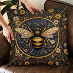 YOU FOUND ME William Morris Abstract Vintage Floral Bee Design Velvet Throw Pillow Covers Home Decor, Retro Art Decor Pillowcase Cushion Cover for Bed Sofa Living Room, Square 18x18inch (Bee)