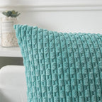 Kevin Textile 12x20 Inch Pillow Cover 1 Pack Boho Decorative Soft Striped Corduroy Lumbar Farmhouse Color Accent Rectangle Cushion Case for Living Room Couch Sofa Bed, Aqua Green