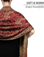 Achillea Reversible Paisley Pashmina Rave Scarf – Exotic Indian Shawls and Wraps for Evening Dresses, Festivals, All Seasons