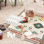 Touchat Native American Blanket Western Decor Boho Throw Blanket for Sofa, Mexican Decorative Farmhouse Blanket, Southwest Decor Woven Blankets, Aztec Throw Blankets with Tassel(Beige,50×60 inch)