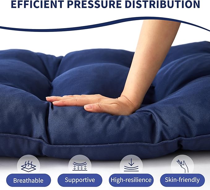 Outdoor Bench Cushion, 48x18x5 Inch, Waterproof Bench Cushion for Outdoor/Indoor Furniture, Tufted Patio Bench Seat Cushion, Fade Resistant Outdoor Cushions for Porch Swing Couch, Navy Blue