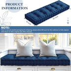 Bench Cushions for Indoor Furniture 42x16 in Velvet Kitchen Dining Piano Window Seat Cushion, Tufted Patio Porch Swing Thicken Bench Pad Memory Foam(Royal Blue)