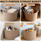 115L Large Blanket Basket,23.6" L x 23.6" W x 15.7" H Rope Woven Baskets with Handles, Toys Storage Bins,Laundry Basket Perfect for Living Room, Nursery,Bedroom,Home Organization,Brown