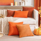 MIULEE Pack of 2 Orange Throw Pillow Covers 16x16 Inch Soft Chenille Pillow Covers for Sofa Living Room Couch Solid Dyed Cases