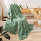 YUSOKI Twin XL Blanket Single Layer,Weight(3.1lb),370GMS-3D Stylish Design for Gift Home Decor (Sage Green,65"x90")