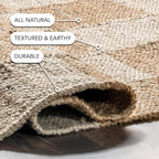 Nuloom Christana Ivory, 6' x 9', Handmade, Jute & Cotton, Soft and Textured, High Traffic, Stain Resistant, Easy Clean, Durable Area Rug for Bedroom, Living Room, Dining Space, Den, Foyer