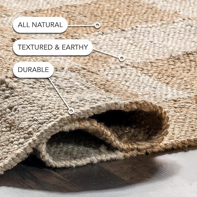 Nuloom Christana Ivory, 9'6" x 13'6", Handmade, Jute & Cotton, Soft and Textured, High Traffic, Stain Resistant, Easy Clean, Durable Area Rug for Bedroom, Living Room, Dining Space, Den, Foyer