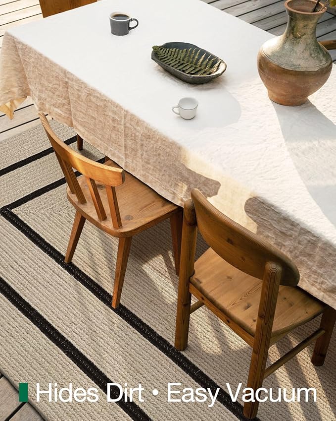 LUMI 4x6 Jute Area Rug for Living Room, Natural Handwoven Rugs Non Slip, Farmhouse Braided Carpets No Shedding for High Traffic, Dining Room, Indoor, Outdoor, Patio