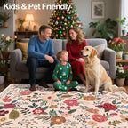8x10 Area Rugs for Living Room Clearance Washable Boho Area Rug, Vintage Floral Non Slip Low Pile Large Rug for Living Room, Bedroom, Dining Room, Farmhouse (8 x 10 Beige Red)