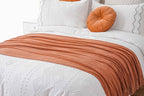 BATTILO HOME Rust Orange Throw Blanket for Couch, Soft Chenille Knit Throws with Tassels for Home Decor, Spring Caramel Throws for Couch Cover, 50"x60"