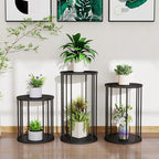 Plant Stand Indoor,small plant stool,Flower Pot Corner stand holder,Mid Century Heavy Duty Metal Tall Home Decor,Modern Round End Table,Small Rustic Display Stand for Living Room,Bedroom(Black,14In)