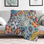 Boho Floral Throw Blanket Colorful Bohemian Mandala Blanket for Sofa Bed Couch Chair Or Dorm 40"x50"