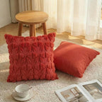 AVOIN colorlife Red Spring Bow Throw Pillow Covers Set of 2, 20 x 20 Inch Coquette Aesthetic Room Decor Soft Plush Faux Fur Cushion Case for Girls Room