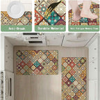 Boho Kitchen Rug Mats for Floor Cushioned Anti Fatigue Mexican Colorful Ceramic Tile Kitchen Rugs Sets of 2 Non Slip Waterproof Comfort Memory Foam Standing Floor Mat for Laundry Sink Desk
