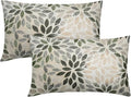 Kawani Olive Green Dahlia Lumbar Pillow Covers 12X20 Inch Rustic Geometric Flower Decorative Pillow Cases Set of 2 Beige Tan Gray Floral Throw Pillows for Cushion Sofa Couch Farmhouse Outdoor