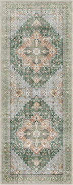 GENIMO 2x7 Runner Rugs for Hallway, Machine Washable Non Slip Vintage Rugs, Low Pile Lightweight Soft Print Rug for enrtyway, Corridor, Home Office, Kitchen,Sage Green