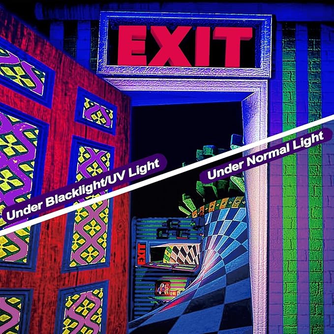 3D Exit Blacklight Tapestry Wall Decor for Men Bedroom, Trippy 3D Illusion Glow in the Dark Wall Hanging Backdrop for Men Guys Game Room, UV Reactive 3D Poster for Living Room Dorm 51x60 Inches