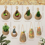 9 Pcs Jute Fruit Hanging Baskets for Kitchen, Boho Woven Wall Baskets, Produce Storage for Garlic Onion Potato Banana, Space Saving Farmhouse Kitchen Decor (Brown)(Brown)