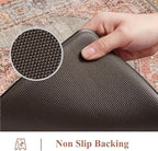 Collive Boho Kitchen Mats for Floor Cushioned, Anti Fatigue Waterproof Kitchen Rug Set of 2 Non Skid Comfort Standing Mat for Office, Sink, Laundry, 17.3"x29"+17.3"x47"(Coral & Greige)