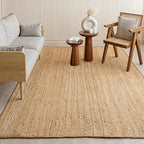 HOMEMONDE Handcrafted Woven Rectangle Jute Rug - 10'x14' - Natural Rustic Vintage Braided Reversible Area Rug - Farmhouse Indoor Floor Rug - Eco Friendly for Kitchen, Hallway, Living Room, Bedroom