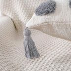 PANOD Super Soft Farmhouse Decorative Plush Throw Pillow Covers 20 x 20 Grey,Solid Pom pom Tufted with Tassels Modern Accent Boho Square Cushion Cover Pillow Case for Couch Sofa