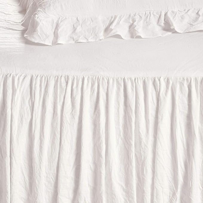 Lush Decor Ruffle Skirt Bedspread Set - 3-Piece Luxurious Farmhouse Bedding - Elegant Ruffle Detail - Timeless Style - Soft Lightweight Sheets - Full, White