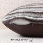 Pallene Faux Fur Plush Throw Pillow Covers 26x26 Set of 2, Luxury Soft Fluffy Striped Decorative Pillow Covers for Sofa, Couch, Living Room, Ombre Coffee