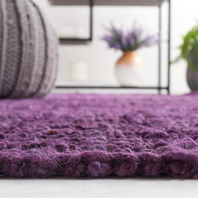 SAFAVIEH Natural Fiber Collection Runner Rug - 2'6" x 8', Purple, Handmade Jute, Farmhouse Style, Chunky Textured Thick Pile (NF447B)