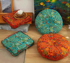 Meditation Floor Pillow, Large Pillows Seating, Bohemian Cushion for Fireplace Yoga Living Room Sitting(Size:42x42x6cm,Color:Moroccan Square mat - Orange)