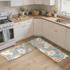 GENIMO Kitchen Mats for Floor 2PCS, Cushioned Kitchen Rugs Non Slip Washable, Farmhouse Anti Fatigue Mat Waterproof, Comfort Standing Mat Rug for Office, Home, Laundry, 17.3"x47"+17.3"x30", Aqua