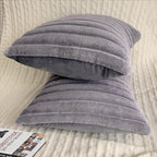 2 Pack 22x22 Pillow Cover Velvet Pillow Covers, Faux Fur Square Throw Pillow Covers for Living Room Decorations Throw Pillow Case, Throw Pillow Cover Cushion Cover for Home Sofa Bedroom Car, Grey