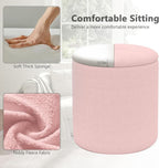 Ottoman Poufs with Storage, Set of 2 Soft Upholstered Vanity Stool,Multifunctional Ottomans Coffee Table Padded Seat Foot Rest for Living（Pink, Pack of 2）