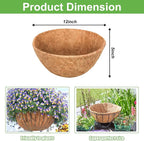 Riare 2 Pack 12 Inch Round Coco Liners Replacement, 100% Natural Coconut Coir Liners for Hanging Baskets, Garden Flower Vegetables Planter Pot, Window Box, Fence, Decks