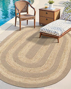 DEXI Jute Area Rug Natural Fiber 4x6 Oval, Woven Braided Durable Farmhouse Design Rugs for Living Room, Bedroom Dinning Room Office Outdoor Patio, Natural/Beige