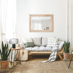 H HOMEWINS Rustic Rectangle Mirror,22x30 Wooden Farmhouse Mirrors,Boho Bathroom Wall-Mounted Nature Beads Decor Mirror for Bedroom, Living Room,Vanity,Entryway,Over Sink