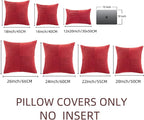 Fancy Homi 2 Packs Red Decorative Throw Pillow Covers 22x22 Inch for Living Room Couch Bed Sofa, Holiday Christmas Home Decor Gift, Soft Corss Corduroy Patchwork Accent Square Cushion Case 55x55 cm