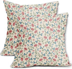 Green Pink Blue Floral Pillow Covers 20x20 Set of 2 Vintage Rustic Old Style Cute Small Flower Print Decorative Outdoor Pillowcases Farmhouse Throw Cushion Case Decor for Couch Sofa Bed