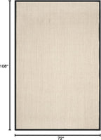SAFAVIEH Area Rug 6x9 - Natural Fiber Collection - Marble & Black, Sisal, Woven Design with Border (NF143A)