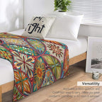Boho Floral Throw Blanket Colorful Mandala Bohemian Indian Hippie Vintage Blanket for Sofa Bed Couch Chair or Dorm 70"x80"