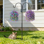 Artificial Flowers Hanging Baskets, 4 Bundles Outdoor Hanging Basket Spring Summer Decoration, No Fade Realistic Fake Flowers Plants for Porch Patio Balcony Home Yard Decor(Purple Blue)