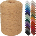 NOANTA Light Tan Macrame Cord 3mm x 328yards, Colored Macrame Rope, Cotton Rope Macrame Yarn, Colorful Cotton Craft Cord for Wall Hanging, Plant Hangers, Crafts, Knitting