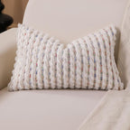 Boho Lumbar Pillow Cover 12x20 Inch Pack of 1 Farmhouse Rectangle Decorative Couch Throw Pillow Cover Colorful Chenille Tufted Striped Pillowcase for Living Room Sofa Bed